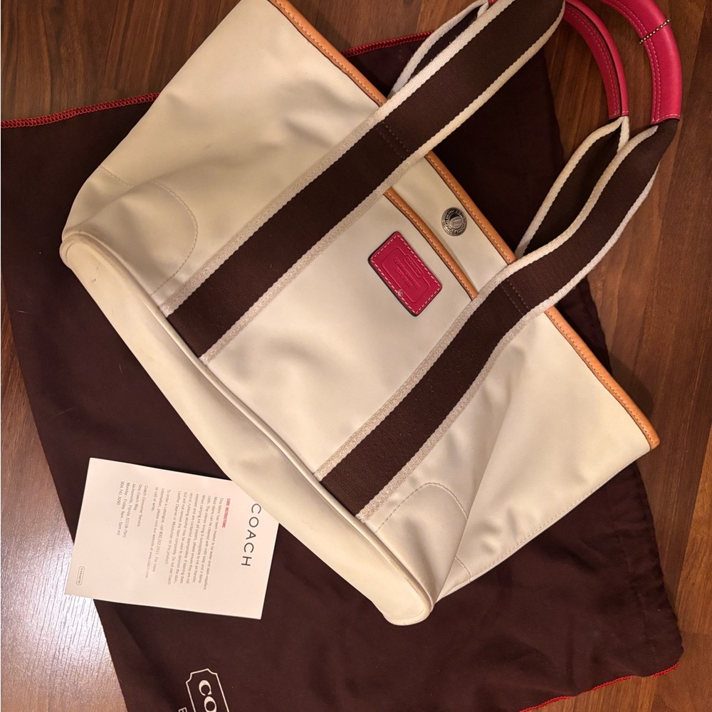 Coach Cream and Brown Totes Functional and Stylish